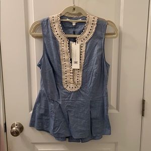 Veronica beard chambray peplum top